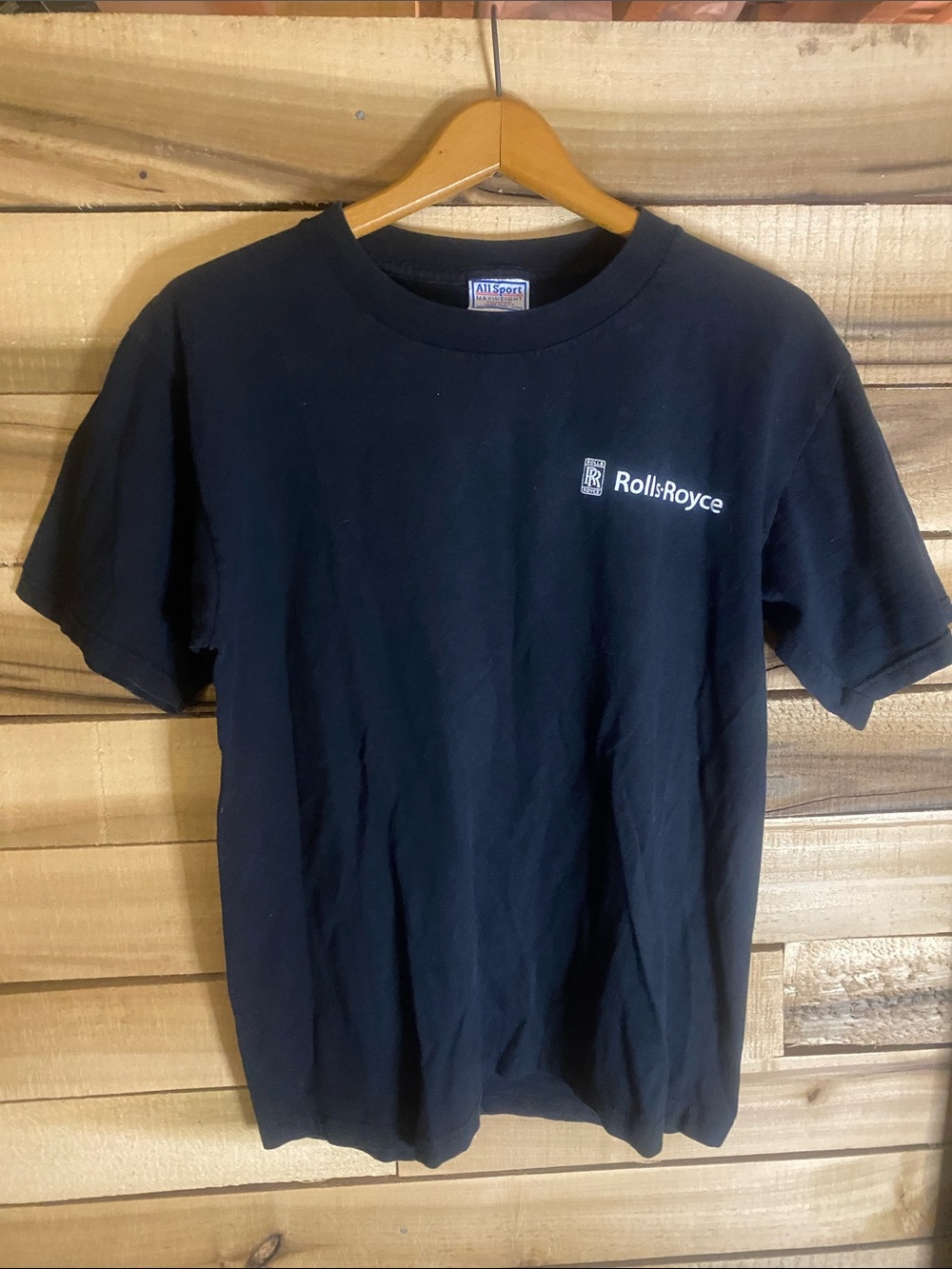 Vintage Rolls-Royce Black Logo Tee men’s size medium made in USA All Sport